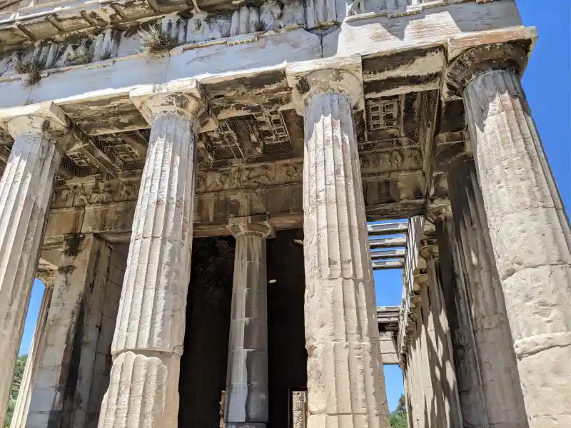 Pronaos facade with sculptural frieze of Temple of Hephaestu